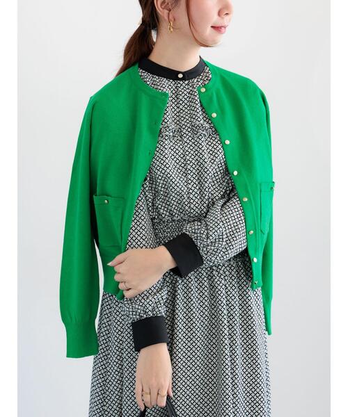 Te chichi（テチチ）の「ポケット付きクルーネックカーディガン（カーディガン/ボレロ・レディース・ネイビー/ピンク/グリーン/オフホワイト・F）」の2枚目の写真