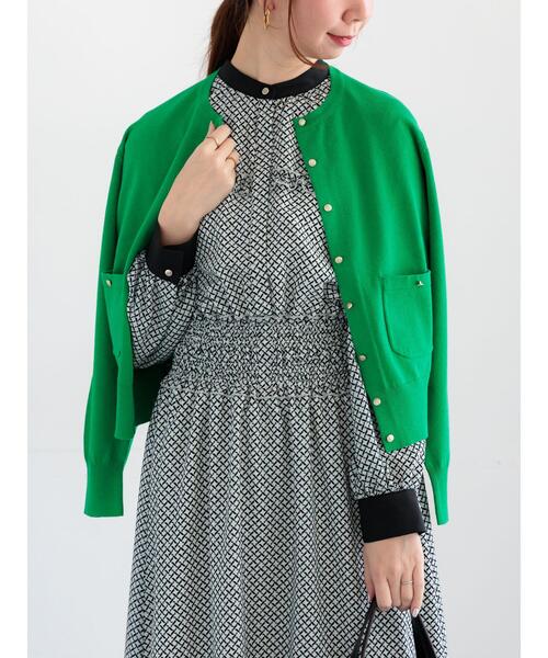 Te chichi（テチチ）の「ポケット付きクルーネックカーディガン（カーディガン/ボレロ・レディース・ネイビー/ピンク/グリーン/オフホワイト・F）」の7枚目の写真