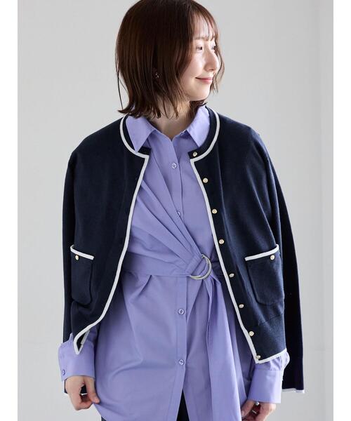 Te chichi（テチチ）の「ポケット付きクルーネックカーディガン（カーディガン/ボレロ・レディース・ネイビー/ピンク/グリーン/オフホワイト・F）」の10枚目の写真