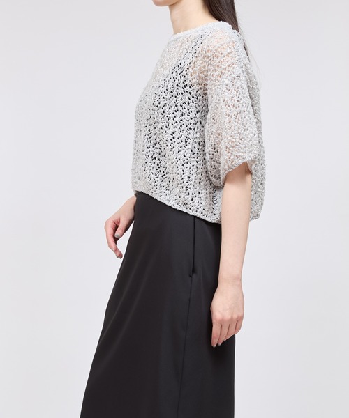 yuumiARIA（ユウミアリア）の「MESH KNIT（ニット/セーター・レディース・グレー/サックスブルー・FREE）」の5枚目の写真