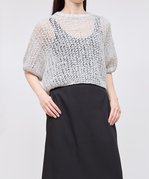 yuumiARIA（ユウミアリア）の「MESH KNIT（ニット/セーター・レディース・グレー/サックスブルー・FREE）」の2枚目の写真