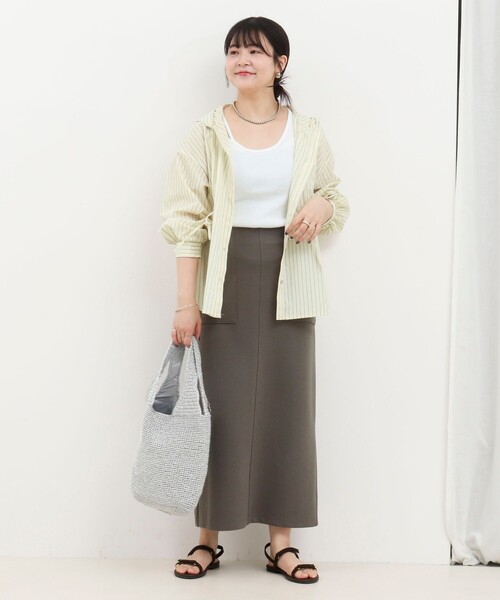 MICO COULIER（ミコクリエ）の「リブナロースカート（スカート・レディース・カーキ/ブラック・38/36）」の3枚目の写真