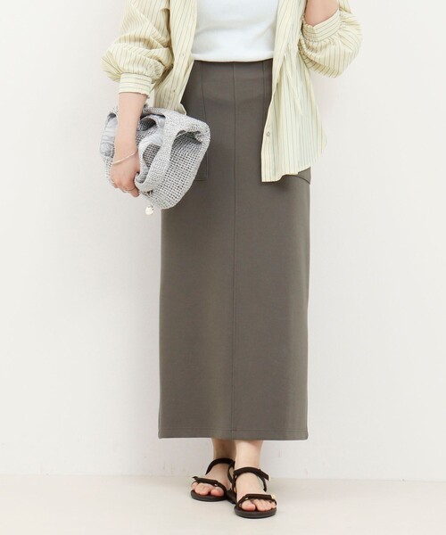 MICO COULIER（ミコクリエ）の「リブナロースカート（スカート・レディース・カーキ/ブラック・38/36）」の4枚目の写真