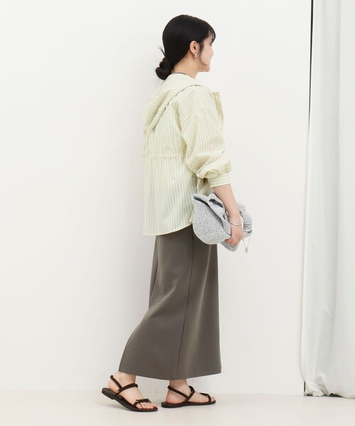 MICO COULIER（ミコクリエ）の「リブナロースカート（スカート・レディース・カーキ/ブラック・38/36）」の5枚目の写真
