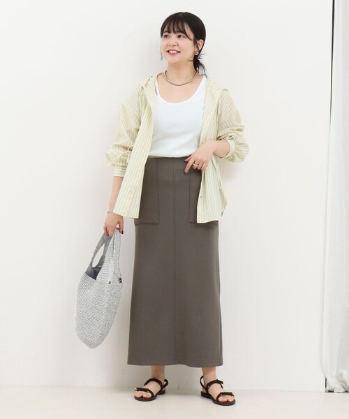 MICO COULIER（ミコクリエ）の「リブナロースカート（スカート・レディース・カーキ/ブラック・38/36）」の9枚目の写真