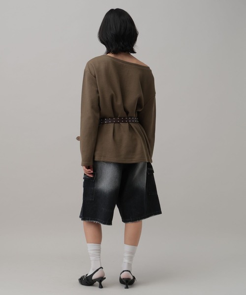 3.3 Field Trip (3.3フィールドトリップ)の「3.3 Field Trip/クロスロゴオフショルヘンリーネックロングスリーブ(Tシャツ/カットソー・レディース・ブラック/カーキ/グレー・FREE)」の21枚目の写真