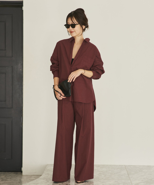 plage(プラージュ)の「relaxy slit シャツ(シャツ/ブラウス・レディース・ボルドー/チャコールグレー/バーガンディー・FREE)」の7枚目の写真