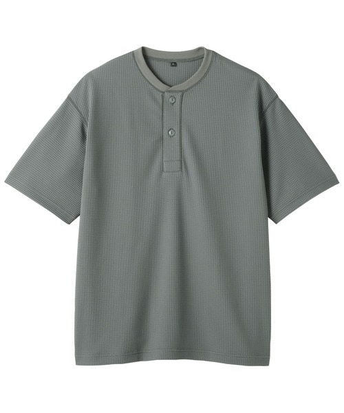 無印良品(ムジルシリョウヒン)の「紳士 UVカット乾きやすいワッフルヘンリーネック半袖Tシャツ(Tシャツ/カットソー・メンズ・ブラック/スモーキーグリーン系/オフホワイト/チャコールグレー・S/M/L/XL)」の13枚目の写真