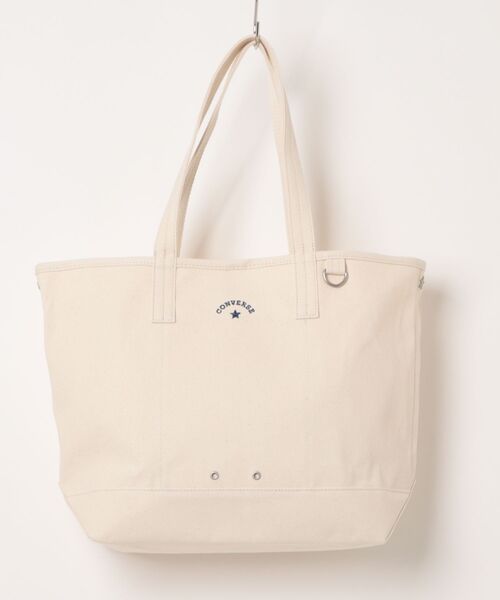 CONVERSE(コンバース)の「CONVERSE/コンバース CV AS CANVAS TOTE BAG M(トートバッグ・レディース・ライトブラウン/オフホワイト/ブラック/カーキ/ベージュ/ネイビー/杢グレー/レッド・ONE SIZE)」の1枚目の写真