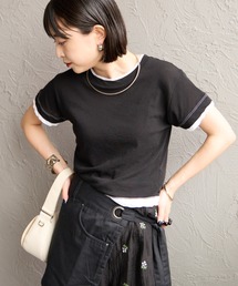 nenom（ネノム）の「[nenom/ネノム] 配色 レイヤードデザイン シア―コンパクトTシャツ（Tシャツ/カットソー）」
