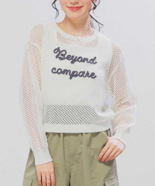 Honeys(ハニーズ)の「コード刺繍メッシュニット(ニット/セーター・レディース・グリーン/ピンク/ブルー/アイボリー・L/M/S)」の8枚目の写真