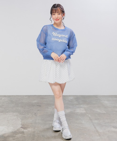 Honeys(ハニーズ)の「コード刺繍メッシュニット(ニット/セーター・レディース・グリーン/ピンク/ブルー/アイボリー・L/M/S)」の9枚目の写真