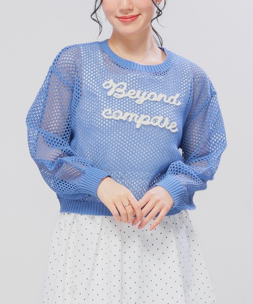Honeys(ハニーズ)の「コード刺繍メッシュニット(ニット/セーター・レディース・グリーン/ピンク/ブルー/アイボリー・L/M/S)」の11枚目の写真