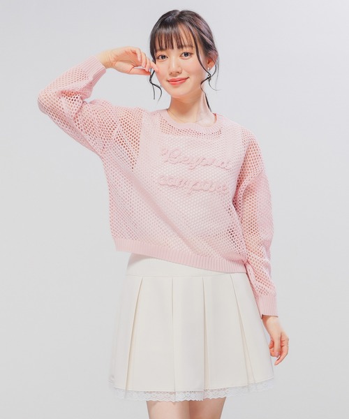 Honeys(ハニーズ)の「コード刺繍メッシュニット(ニット/セーター・レディース・グリーン/ピンク/ブルー/アイボリー・L/M/S)」の13枚目の写真