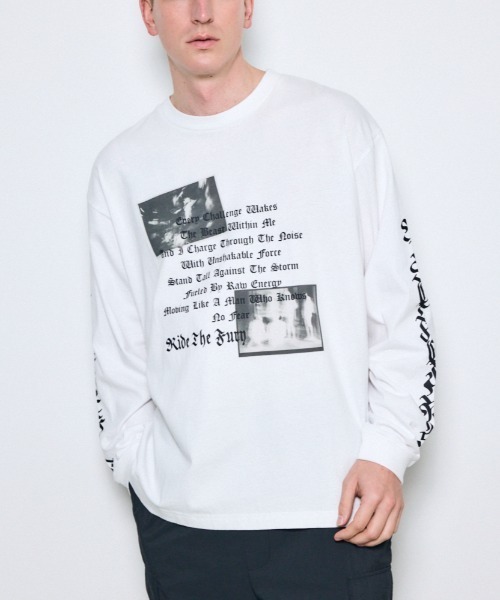 AZUL by moussy(アズールバイマウジー)の「袖ロゴ長袖Tシャツ(Tシャツ/カットソー・メンズ・杢グレー/ブラック/ホワイト・MEDIUM/LARGE)」の1枚目の写真
