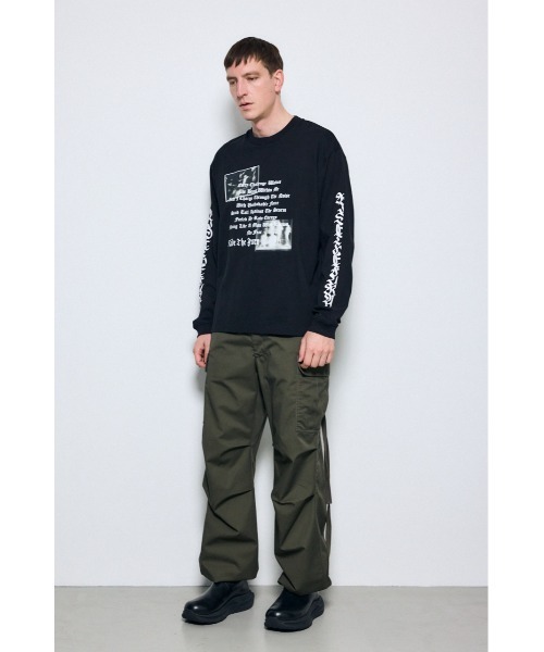 AZUL by moussy(アズールバイマウジー)の「袖ロゴ長袖Tシャツ(Tシャツ/カットソー・メンズ・杢グレー/ブラック/ホワイト・MEDIUM/LARGE)」の4枚目の写真