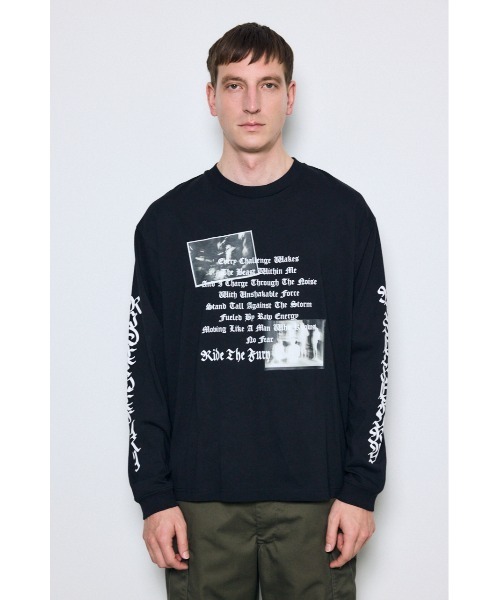 AZUL by moussy(アズールバイマウジー)の「袖ロゴ長袖Tシャツ(Tシャツ/カットソー・メンズ・杢グレー/ブラック/ホワイト・MEDIUM/LARGE)」の5枚目の写真