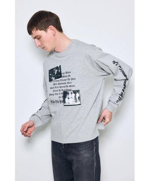 AZUL by moussy(アズールバイマウジー)の「袖ロゴ長袖Tシャツ(Tシャツ/カットソー・メンズ・杢グレー/ブラック/ホワイト・MEDIUM/LARGE)」の15枚目の写真