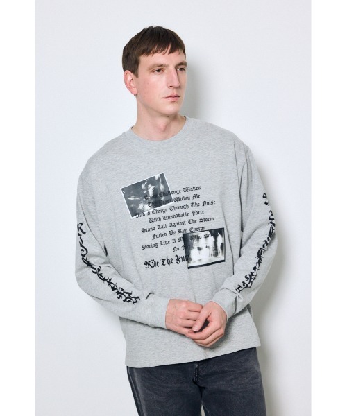 AZUL by moussy(アズールバイマウジー)の「袖ロゴ長袖Tシャツ(Tシャツ/カットソー・メンズ・杢グレー/ブラック/ホワイト・MEDIUM/LARGE)」の16枚目の写真