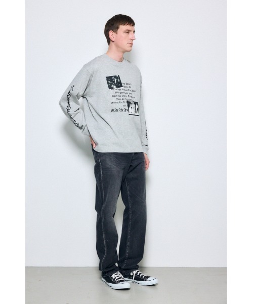 AZUL by moussy(アズールバイマウジー)の「袖ロゴ長袖Tシャツ(Tシャツ/カットソー・メンズ・杢グレー/ブラック/ホワイト・MEDIUM/LARGE)」の17枚目の写真