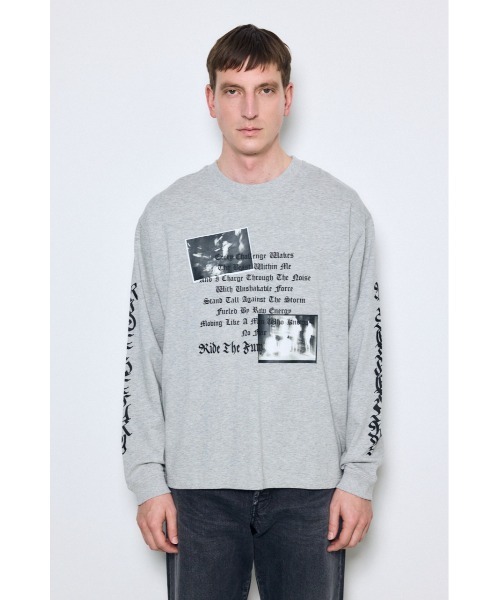 AZUL by moussy(アズールバイマウジー)の「袖ロゴ長袖Tシャツ(Tシャツ/カットソー・メンズ・杢グレー/ブラック/ホワイト・MEDIUM/LARGE)」の18枚目の写真