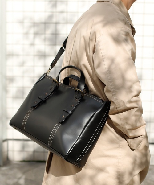 VitaFelice（ヴィータフェリーチェ）の「【姫路レザー】日本製ベルトハンドルビジネストートバッグ（M）（ビジネスバッグ・メンズ・ブラウン系/ブラック・FREE）」の3枚目の写真