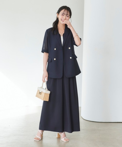 RUIRUE BOUTIQUE(ルイルエブティック)の「洗える ストレッチ | 選べる袖丈 パナマ シアー テーラードジャケット(半袖) | レディース おしゃれ きれいめ オフィスカジュアル 通勤服 夏コーデ ジャケット(テーラードジャケット・レディース・アイボリー/ブラック/チャコール/ベージュ/ネイビー・LL/L/M/S)」の10枚目の写真