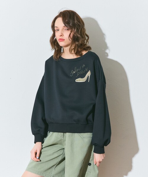 GRACE CLASS(グレースクラス)の「モチーフ刺繍スウェットトップ(Tシャツ/カットソー・レディース・ホワイト/ブラック・36)」の4枚目の写真