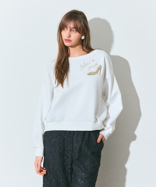 GRACE CLASS(グレースクラス)の「モチーフ刺繍スウェットトップ(Tシャツ/カットソー・レディース・ホワイト/ブラック・36)」の11枚目の写真