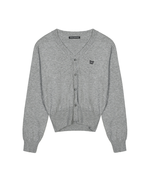 NICK&NICOLE(ニックアンドニコール)の「BUTTERFLY PATCH V-NECK CARDIGAN_GRAY(カーディガン/ボレロ・レディース・その他・FREE)」の4枚目の写真
