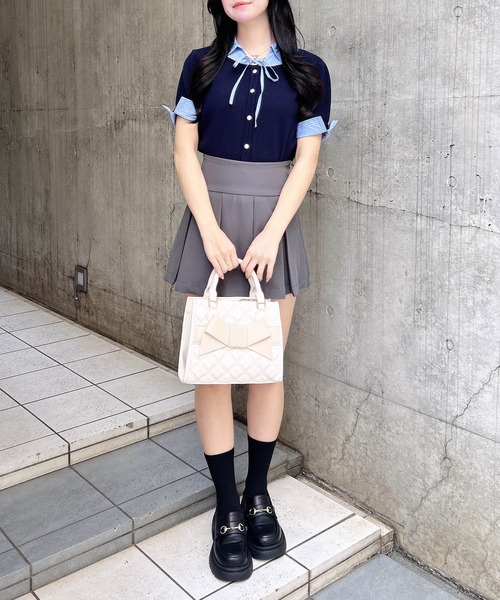 INGNI(イング)の「シャツレイヤード風半袖ニット(ニット/セーター・レディース・ネイビー系8/グレー系8・M)」の16枚目の写真