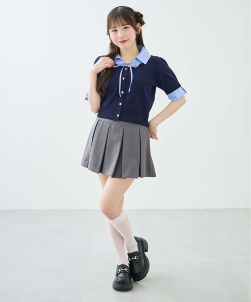 Darich レイヤード風 半袖ニット グレー INGNI（イング）の「シャツレイヤード風半袖ニット（ニット/セーター