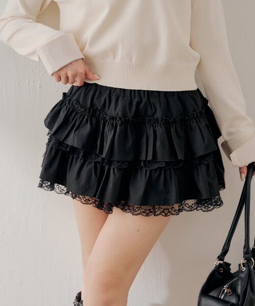 Chico(チコ)の「ローウエストティアードレースミニスカート(スカート・レディース・ブラック/ホワイト系その他2/ホワイト・FREE)」の12枚目の写真