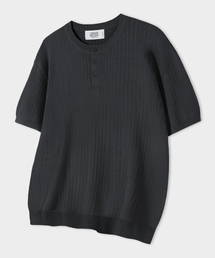 LEMAIN SECOND（リメインセカンド）の「クラシックヘンリーネックウォッシャブル半袖ニット[チャコール]（Tシャツ/カットソー）」