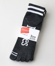 HANES（ヘインズ）の「【HANES/ヘインズ】【蒸れない・におわない】5本指ソックス 3足組 抗菌防臭・吸汗 ショート丈 ラインソックス 3Pパック（ソックス/靴下）」
