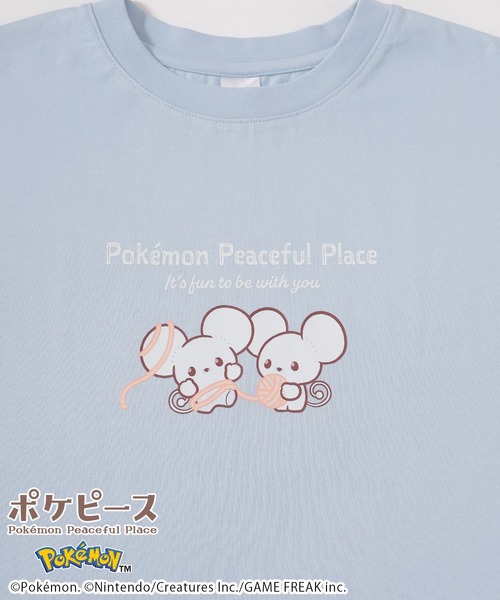 Honeys(ハニーズ)の「【UVカット】ポケピース/ゆるTシャツ(Tシャツ/カットソー・キッズ・サックスブルー/ピンク/ホワイト/スミクロ/オートミール/パープル・M/LL/L/150cm/S)」の4枚目の写真