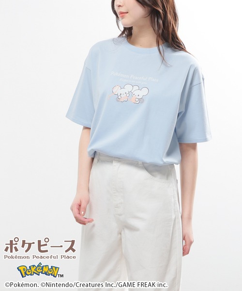 Honeys(ハニーズ)の「【UVカット】ポケピース/ゆるTシャツ(Tシャツ/カットソー・キッズ・サックスブルー/ピンク/ホワイト/スミクロ/オートミール/パープル・M/LL/L/150cm/S)」の7枚目の写真