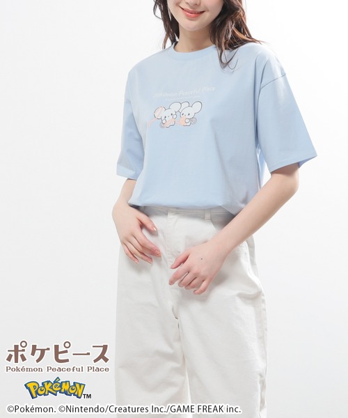 Honeys(ハニーズ)の「【UVカット】ポケピース/ゆるTシャツ(Tシャツ/カットソー・キッズ・サックスブルー/ピンク/ホワイト/スミクロ/オートミール/パープル・M/LL/L/150cm/S)」の8枚目の写真