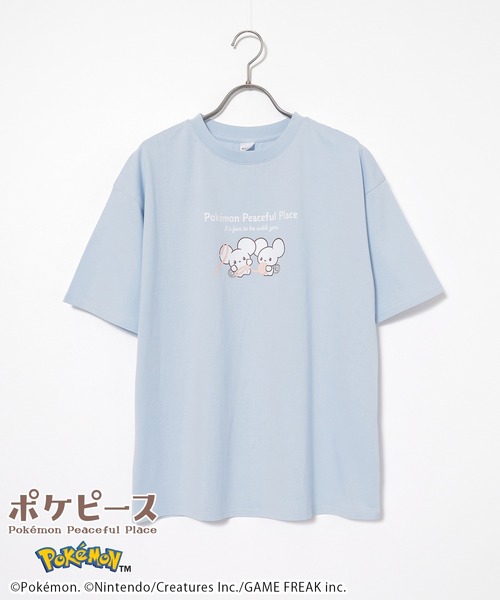 Honeys(ハニーズ)の「【UVカット】ポケピース/ゆるTシャツ(Tシャツ/カットソー・キッズ・サックスブルー/ピンク/ホワイト/スミクロ/オートミール/パープル・M/LL/L/150cm/S)」の9枚目の写真