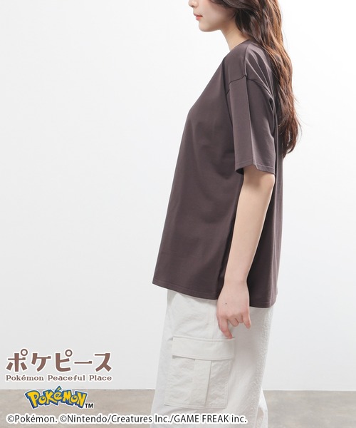 Honeys(ハニーズ)の「【UVカット】ポケピース/ゆるTシャツ(Tシャツ/カットソー・キッズ・サックスブルー/ピンク/ホワイト/スミクロ/オートミール/パープル・M/LL/L/150cm/S)」の13枚目の写真