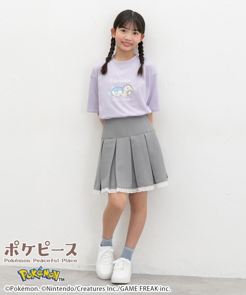 Honeys(ハニーズ)の「【UVカット】ポケピース/ゆるTシャツ(Tシャツ/カットソー・キッズ・サックスブルー/ピンク/ホワイト/スミクロ/オートミール/パープル・M/LL/L/150cm/S)」の17枚目の写真