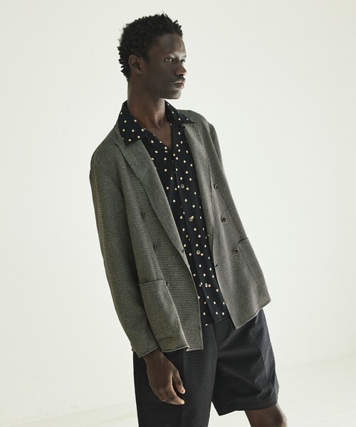 DESIGNWORKS(デザインワークス)の「カラミミックスイージーダブルジャケット(テーラードジャケット・メンズ・ブラック/グリーン・48/46/44/50)」の2枚目の写真