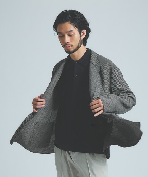 DESIGNWORKS(デザインワークス)の「カラミミックスイージーダブルジャケット(テーラードジャケット・メンズ・ブラック/グリーン・48/46/44/50)」の14枚目の写真