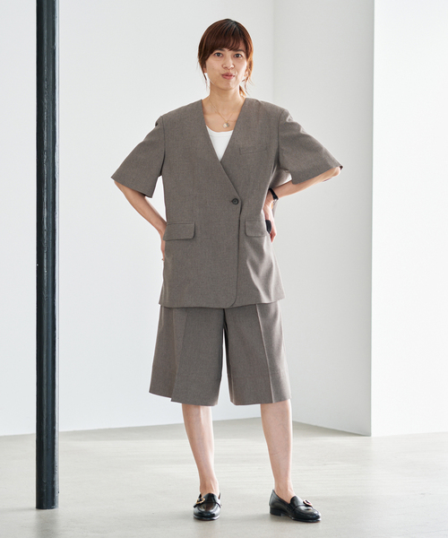 IENA(イエナ)の「《セットアップ対応》ウォッシャブル トロピカルハーフパンツ(その他パンツ・レディース・ブラウン・34/36/38)」の6枚目の写真