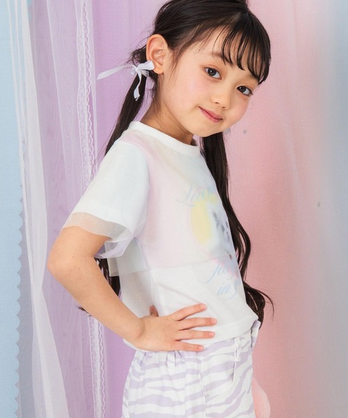 ANAP kids（アナップキッズ）の「チュール レイヤード キャット プリント トップス（Tシャツ/カットソー・キッズ・ホワイト/クリア・110/120/130）」の15枚目の写真