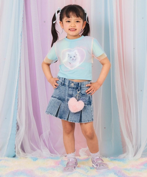 ANAP kids（アナップキッズ）の「チュール レイヤード キャット プリント トップス（Tシャツ/カットソー・キッズ・ホワイト/クリア・110/120/130）」の6枚目の写真