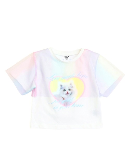 ANAP kids（アナップキッズ）の「チュール レイヤード キャット プリント トップス（Tシャツ/カットソー・キッズ・ホワイト/クリア・110/120/130）」の7枚目の写真