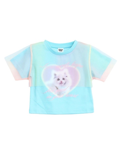 ANAP kids（アナップキッズ）の「チュール レイヤード キャット プリント トップス（Tシャツ/カットソー・キッズ・ホワイト/クリア・110/120/130）」の9枚目の写真