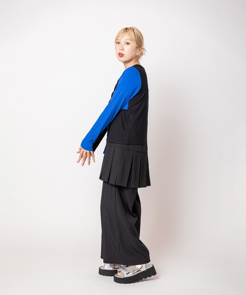 OSMOSIS（オズモーシス）の「2WAY配色テレコプルオーバー（Tシャツ/カットソー・レディース・グレー/ベージュ/ブラック・ONE SIZE）」の20枚目の写真