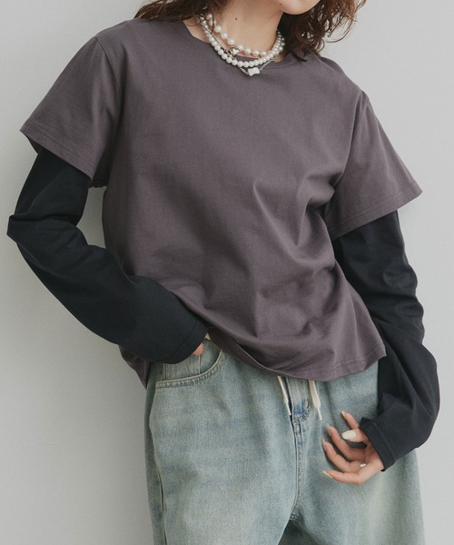 セール】アソート フェイク レイヤード ロンT（Tシャツ/カットソー